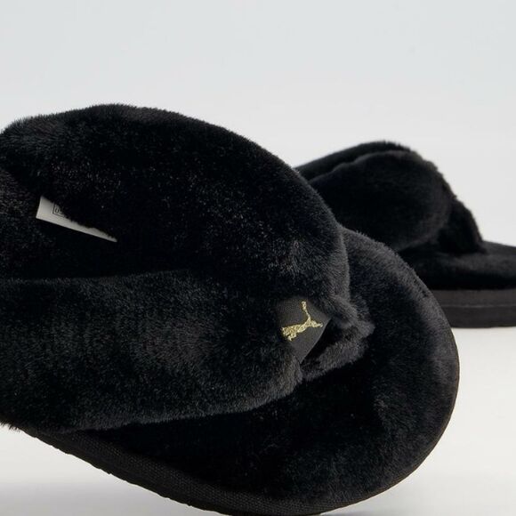 Puma Fluff Flip Slippers Black Team Gold - Picture 8 of 14